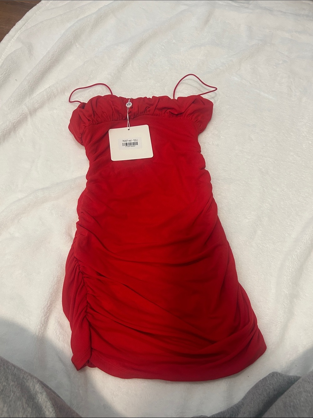 Hello Molly Red Ruched Spaghetti Strap Mini Dress